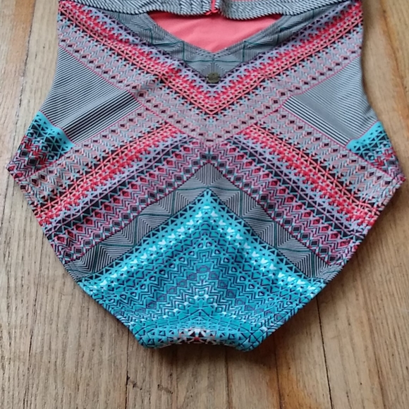 Prana One Piece Swimsuit Orange and Aqua Design - Picture 4 of 11